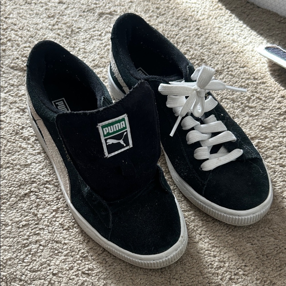 Puma Classic Black and White Suede Sneakers
